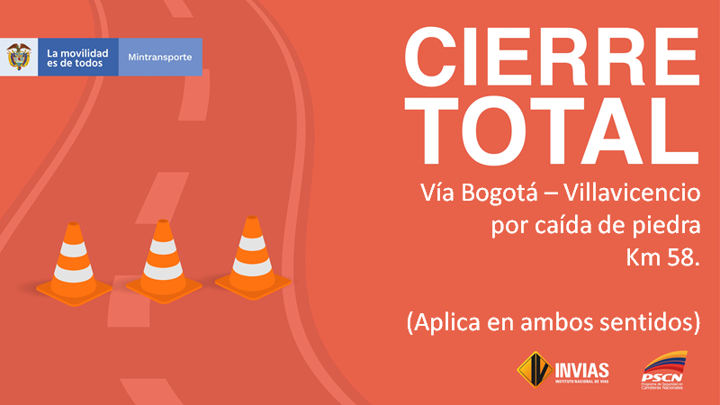 Cierran la vía al Llano por fuertes lluvias y deslizamiento